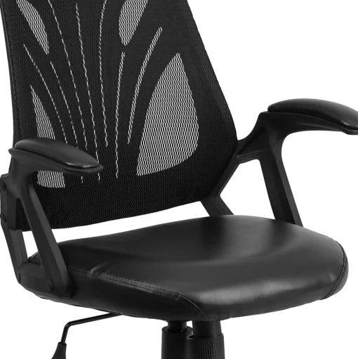 Flash Furniture Office Chairs<Sam Ergonomic LeatherSoft/Mesh Swivel Mid-Back Task Office Chair, Black (GOWY82LEA)