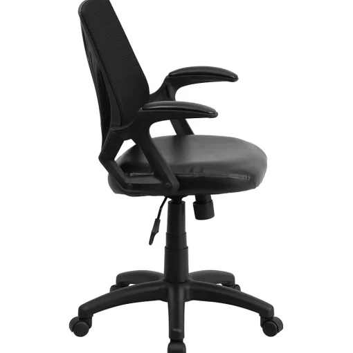 Flash Furniture Office Chairs<Sam Ergonomic LeatherSoft/Mesh Swivel Mid-Back Task Office Chair, Black (GOWY82LEA)