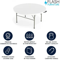 Flash Furniture Folding Tables<Scarborough Folding Table, 60.5" x 60.5", White (DAD154Z)