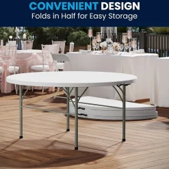 Flash Furniture Folding Tables<Scarborough Folding Table, 60.5" x 60.5", White (DAD154Z)