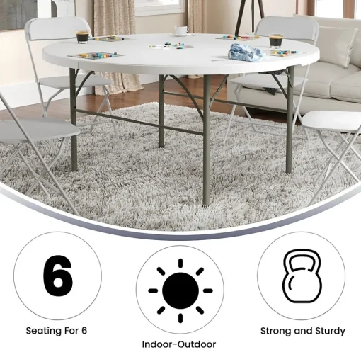 Flash Furniture Folding Tables<Scarborough Folding Table, 60.5" x 60.5", White (DAD154Z)