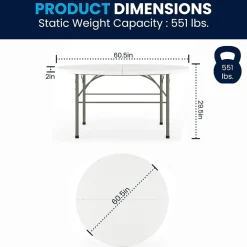Flash Furniture Folding Tables<Scarborough Folding Table, 60.5" x 60.5", White (DAD154Z)