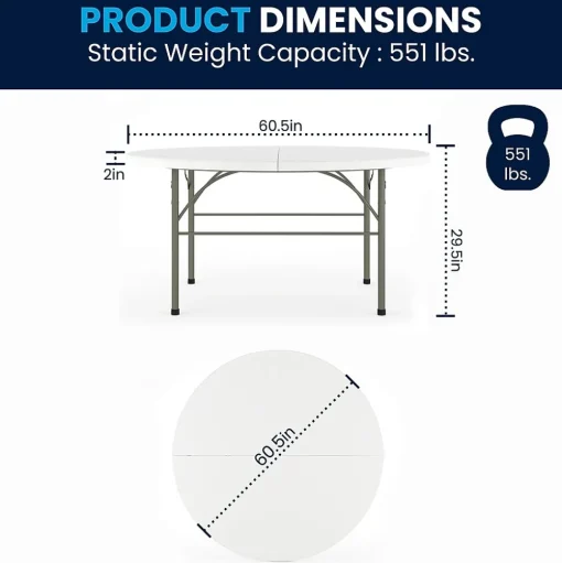 Flash Furniture Folding Tables<Scarborough Folding Table, 60.5" x 60.5", White (DAD154Z)