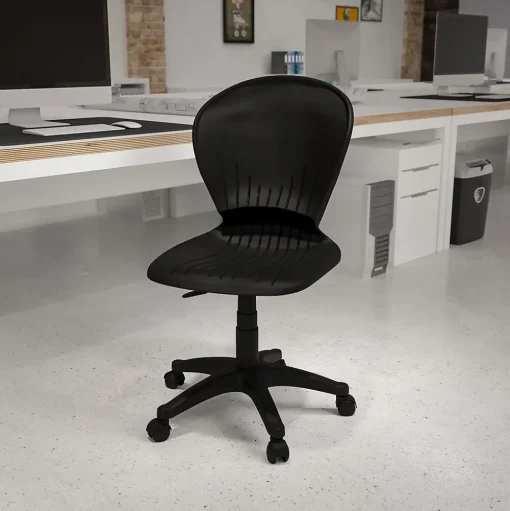 Flash Furniture Office Chairs<Sorho Armless Plastic Swivel Mid-Back Task Office Chair, Black (RUTA103BK)