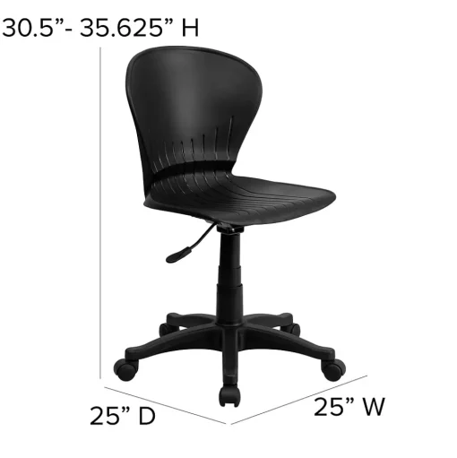 Flash Furniture Office Chairs<Sorho Armless Plastic Swivel Mid-Back Task Office Chair, Black (RUTA103BK)