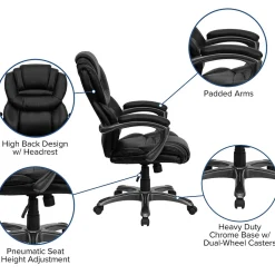 Flash Furniture Office Chairs<Stella Ergonomic LeatherSoft Swivel High Back Executive Office Chair, Black (GO901BK)