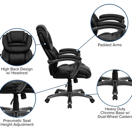 Flash Furniture Office Chairs<Stella Ergonomic LeatherSoft Swivel High Back Executive Office Chair, Black (GO901BK)