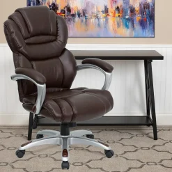 Flash Furniture Office Chairs<Stella Ergonomic LeatherSoft Swivel High Back Executive Office Chair, Brown (GO901BN)