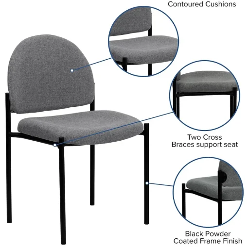 Flash Furniture Folding & Stacking<Tania Fabric Stackable Side Reception Chair, Gray (BT5151GY)