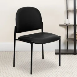 Flash Furniture Folding & Stacking<Tania Vinyl Stackable Side Reception Chair, Black (BT5151VINYL)