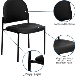 Flash Furniture Folding & Stacking<Tania Vinyl Stackable Side Reception Chair, Black (BT5151VINYL)