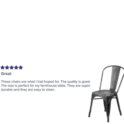 Flash Furniture Folding & Stacking<Tenley Metal Stacking Chair, Distressed Black (ET3534BK)