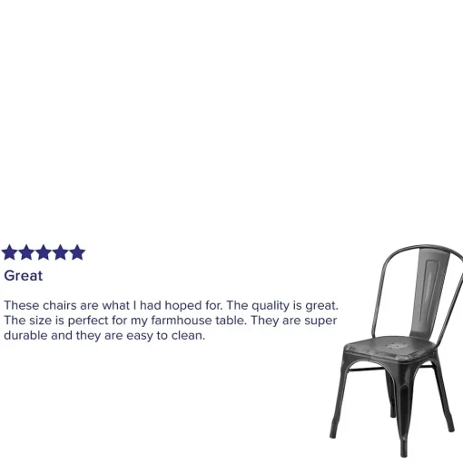 Flash Furniture Folding & Stacking<Tenley Metal Stacking Chair, Distressed Black (ET3534BK)