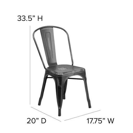 Flash Furniture Folding & Stacking<Tenley Metal Stacking Chair, Distressed Black (ET3534BK)