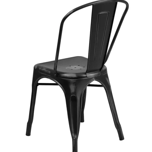 Flash Furniture Folding & Stacking<Tenley Metal Stacking Chair, Distressed Black (ET3534BK)
