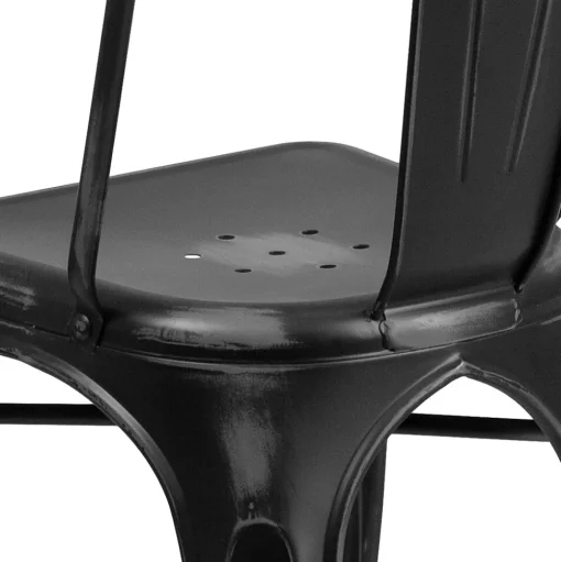 Flash Furniture Folding & Stacking<Tenley Metal Stacking Chair, Distressed Black (ET3534BK)