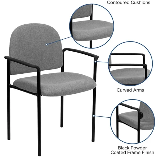 Flash Furniture Folding & Stacking<Tiffany Fabric Stackable Side Reception Chair with Arms, Gray (BT5161GY)
