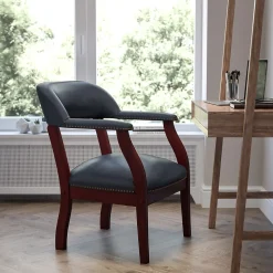 Flash Furniture Office Chairs<Vinyl Mid Back Luxurious Conference Chair, Navy