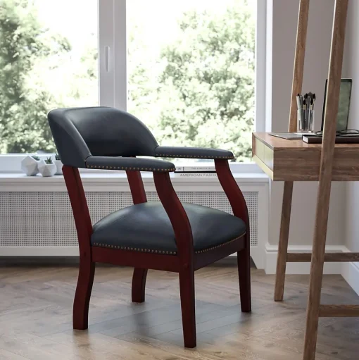 Flash Furniture Office Chairs<Vinyl Mid Back Luxurious Conference Chair, Navy