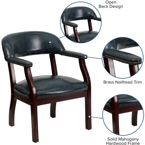 Flash Furniture Office Chairs<Vinyl Mid Back Luxurious Conference Chair, Navy