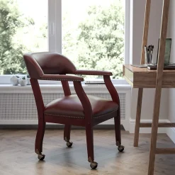 Flash Furniture Office Chairs<Vinyl Mid Back Luxurious Conference Chair With Casters, Oxblood