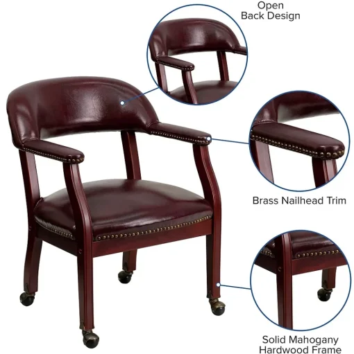 Flash Furniture Office Chairs<Vinyl Mid Back Luxurious Conference Chair With Casters, Oxblood
