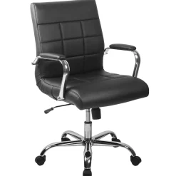 Flash Furniture Office Chairs<Vivian Vinyl Swivel Mid-Back Executive Office Chair, Black (GO2240BK)