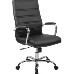 Flash Furniture Ergonomic Chairs<Whitney Ergonomic LeatherSoft Swivel High Back Executive Office Chair, Black/Chrome (GO2286HBK)