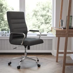 Flash Furniture Ergonomic Chairs<Whitney Ergonomic LeatherSoft Swivel High Back Executive Office Chair, Black/Chrome (GO2286HBK)