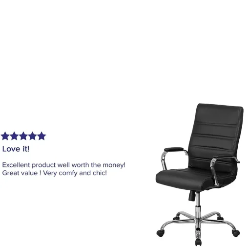 Flash Furniture Ergonomic Chairs<Whitney Ergonomic LeatherSoft Swivel High Back Executive Office Chair, Black/Chrome (GO2286HBK)