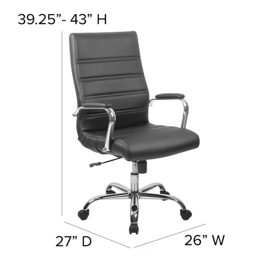 Flash Furniture Ergonomic Chairs<Whitney Ergonomic LeatherSoft Swivel High Back Executive Office Chair, Black/Chrome (GO2286HBK)