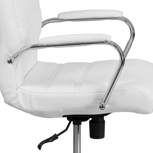 Flash Furniture Office Chairs<Whitney Ergonomic LeatherSoft Swivel Mid-Back Executive Office Chair, White/Chrome (GO2286MWH)
