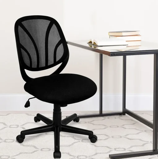 Flash Furniture Office Chairs<Y-GO Office Armless Ergonomic Mesh Swivel Mid-Back Task Office Chair, Black (GOWY05)