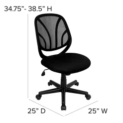 Flash Furniture Office Chairs<Y-GO Office Armless Ergonomic Mesh Swivel Mid-Back Task Office Chair, Black (GOWY05)