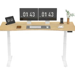 FlexiSpot Standing Desks<E7 72"W Electric Adjustable Bamboo Top Standing Desk, White (E7WCR7230LBZB)