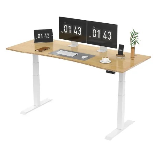 FlexiSpot Standing Desks<E7 72"W Electric Adjustable Bamboo Top Standing Desk, White (E7WCR7230LBZB)