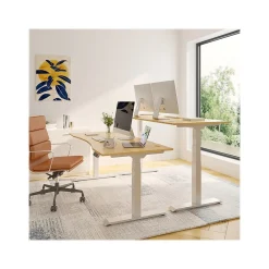 FlexiSpot Standing Desks<E7 72"W Electric Adjustable Bamboo Top Standing Desk, White (E7WCR7230LBZB)