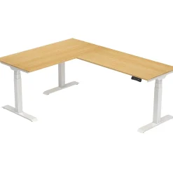 FlexiSpot Standing Desks<E7 76"W Electric L-Shaped Adjustable Top Standing Desk, White (E7LW557624BAM)