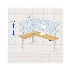 FlexiSpot Standing Desks<E7 76"W Electric L-Shaped Adjustable Top Standing Desk, White (E7LW557624BAM)