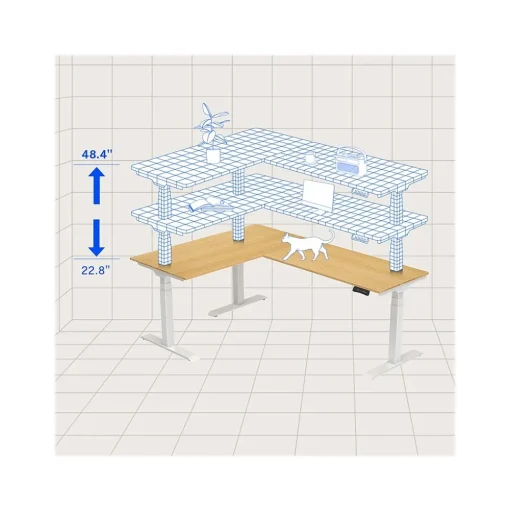 FlexiSpot Standing Desks<E7 76"W Electric L-Shaped Adjustable Top Standing Desk, White (E7LW557624BAM)