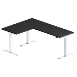 FlexiSpot Standing Desks<E7L Series 76"W Electric L-Shaped Adjustable Standing Desk, Black/White (E7LW557624B)
