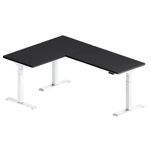 FlexiSpot Standing Desks<E7L Series 76"W Electric L-Shaped Adjustable Standing Desk, Black/White (E7LW557624B)