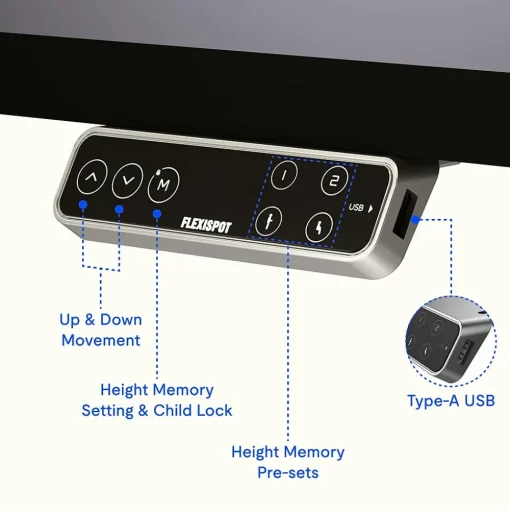 FlexiSpot Standing Desks<E7L Series 76"W Electric L-Shaped Adjustable Standing Desk, Black/White (E7LW557624B)