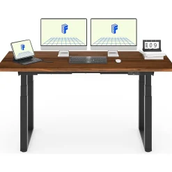 FlexiSpot Standing Desks<E7Q 72"W Electric Adjustable Standing Desk, Black Walnut/Black (E7QB7230-BW)