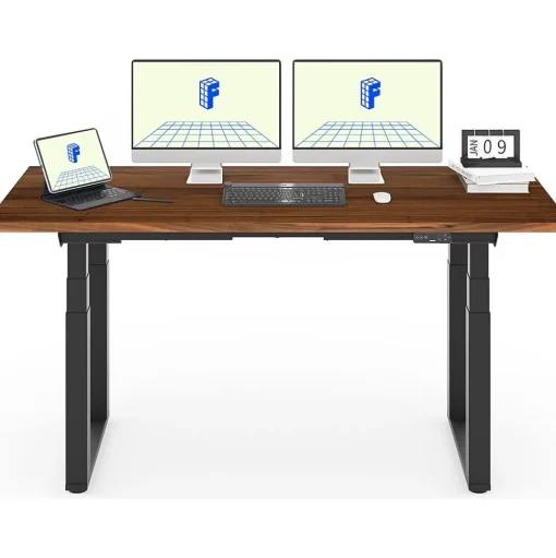 FlexiSpot Standing Desks<E7Q 72"W Electric Adjustable Standing Desk, Black Walnut/Black (E7QB7230-BW)