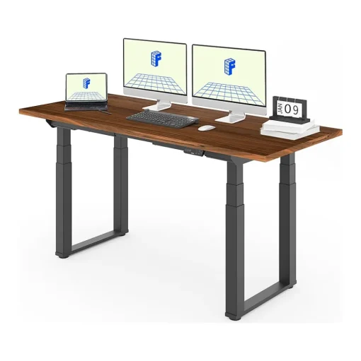FlexiSpot Standing Desks<E7Q 72"W Electric Adjustable Standing Desk, Black Walnut/Black (E7QB7230-BW)