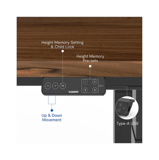 FlexiSpot Standing Desks<E7Q 72"W Electric Adjustable Standing Desk, Black Walnut/Black (E7QB7230-BW)
