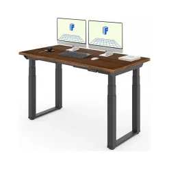FlexiSpot Standing Desks<E7Q 60"W Electric Adjustable Standing Desk, Black Walnut/Black (E7QB6030-BW)