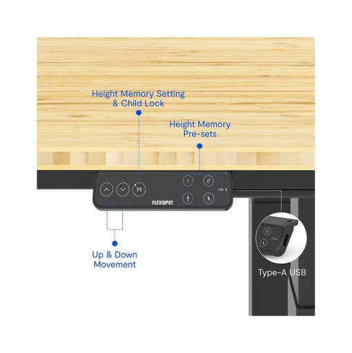 FlexiSpot Standing Desks<E7Q 72"W Electric Adjustable Standing Desk, Bamboo/Black (E7QBR7230-LBZB)