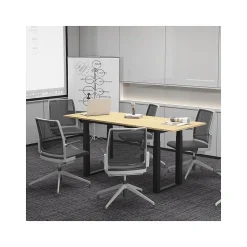 FlexiSpot Standing Desks<E7Q 72"W Electric Adjustable Standing Desk, Bamboo/Black (E7QBR7230-LBZB)